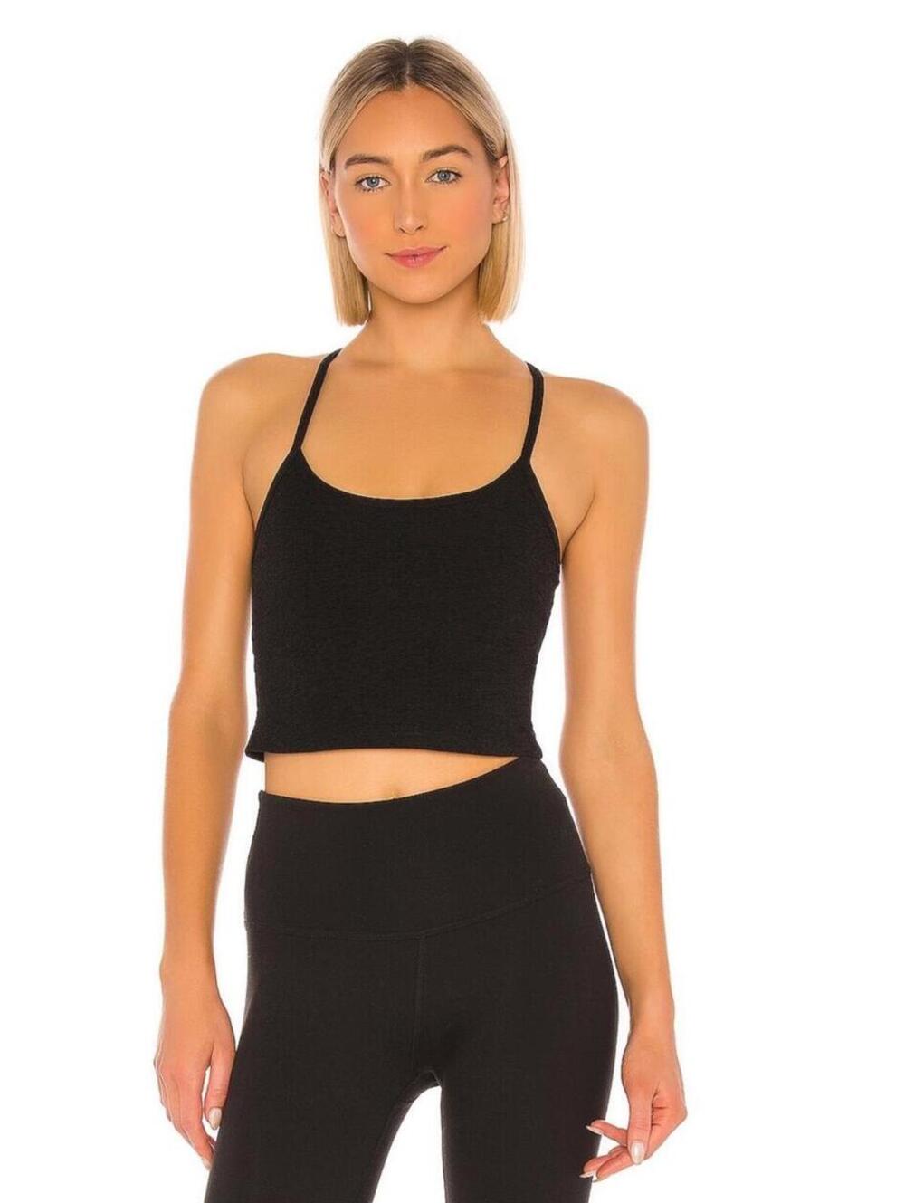Beyond Yoga Black Cropped Tank Top with Thin Straps